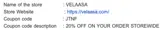 JTNF coupon verification screenshot