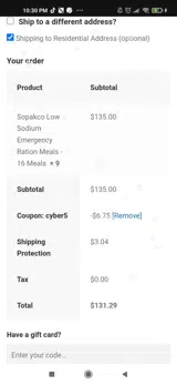 Velocity Ammo Sales coupon verification screenshot