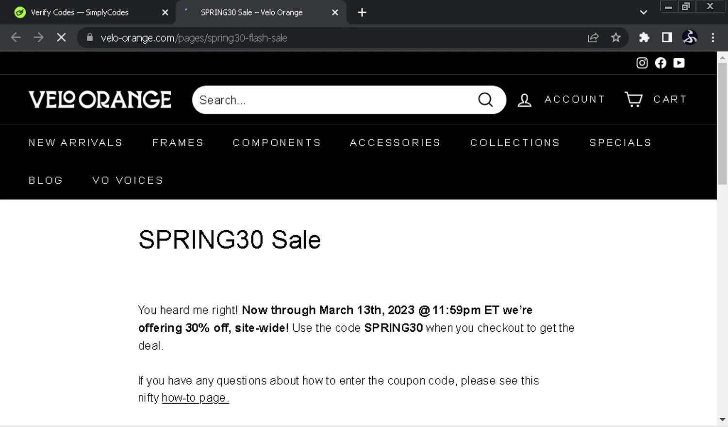 Velo Orange checkout page showing Velo Orange promo code box | Screenshot taken by SimplyCodes community member on Feb 9, 2026