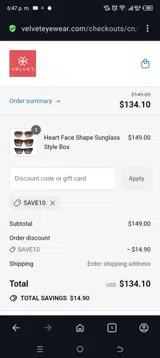 Save10 coupon verification screenshot