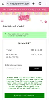 CHRISTINATMITSI coupon verification screenshot