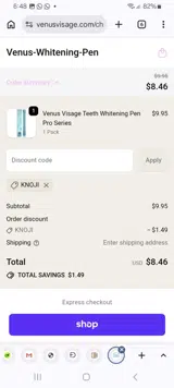 KNOJI coupon verification screenshot