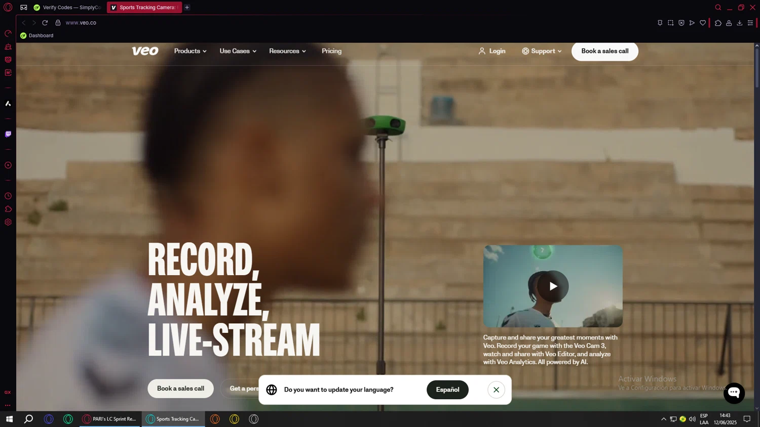 Veo Camera discount code screenshot showing code VEOCOMPLETE applied at Veo Camera checkout page. Uploaded by SimplyCodes community member SwiftVoyager5067 on Jun 12, 2025