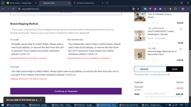 Veo World checkout page showing Veo World promo code box | Screenshot taken by SimplyCodes community member on Sep 8, 2025