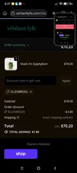 ELLENRROSS coupon verification screenshot