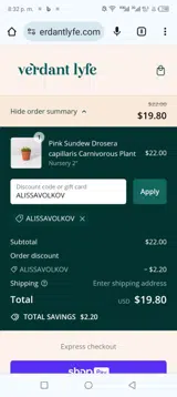 ALISSAVOLKOV coupon verification screenshot