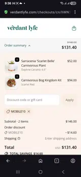 Mobile10 coupon verification screenshot