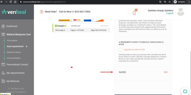 Veriheal checkout page showing Veriheal coupon code box | Screenshot taken by SimplyCodes community member on May 1, 2021