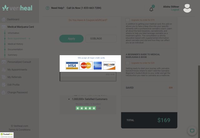 Veriheal checkout page showing Veriheal coupon code box | Screenshot taken by SimplyCodes community member on Oct 5, 2022