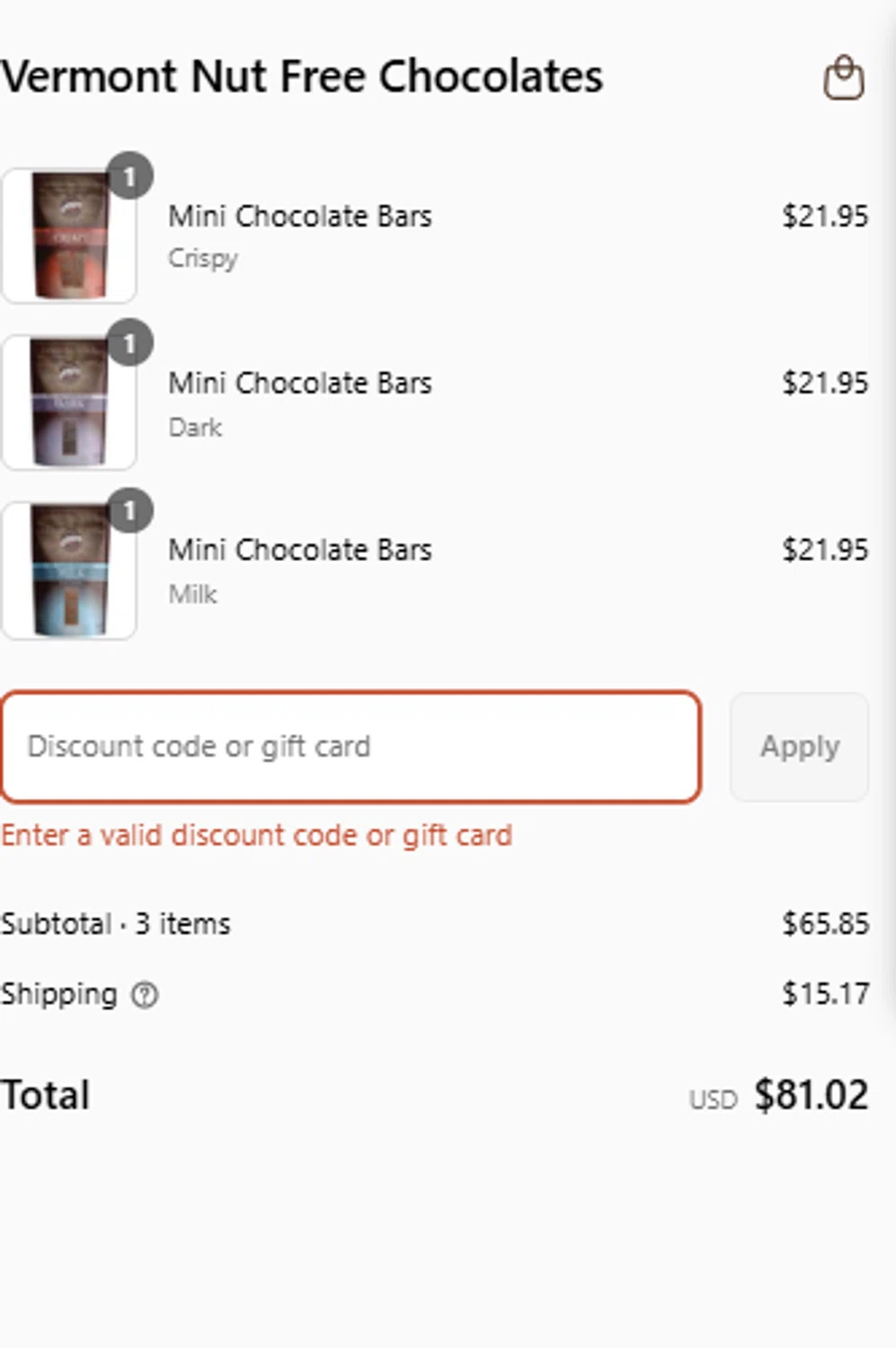 Vermont Nut Free promo code screenshot showing code SCHOOL applied at Vermont Nut Free checkout page. Uploaded by SimplyCodes community member FrugalVirtuoso6318 on Aug 12, 2025