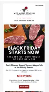 Vermont Wagyu coupon verification screenshot