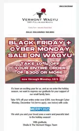 Vermont Wagyu coupon verification screenshot