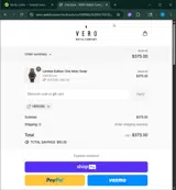 VERO50 coupon verification screenshot