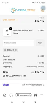 GUXA10 coupon verification screenshot