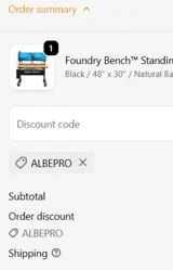 albepro coupon verification screenshot