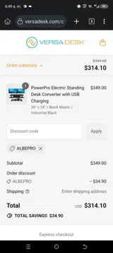 albepro coupon verification screenshot