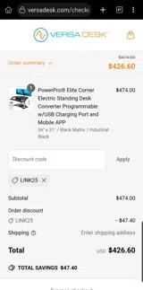 Link25 coupon verification screenshot