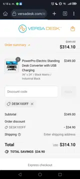 DESK10OFF coupon verification screenshot