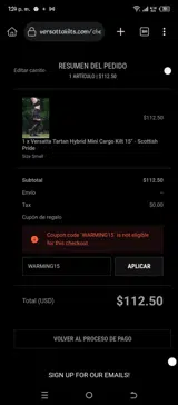 WARMING15 coupon verification screenshot