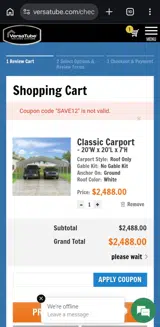 VersaTube coupon verification screenshot