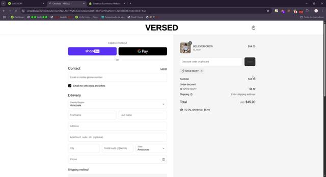 VERSED checkout page showing VERSED discount code box | Screenshot taken by SimplyCodes community member on May 17, 2025