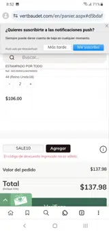 SALE10 coupon verification screenshot