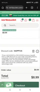 HAPPY15 coupon verification screenshot
