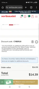 CYBER10 coupon verification screenshot