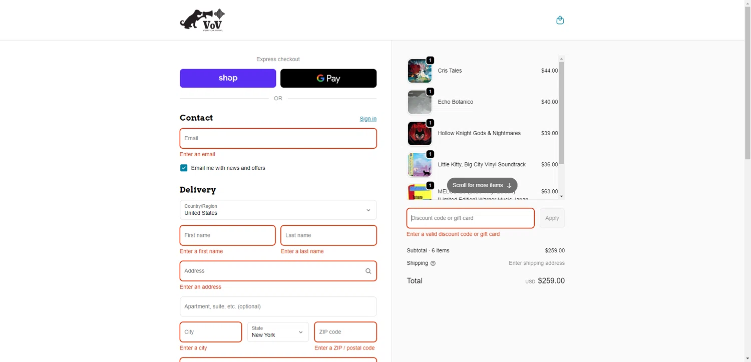 Very Ok Vinyl discount code screenshot showing code NICE applied at Very Ok Vinyl checkout page. Uploaded by SimplyCodes community member TreasureKnight4134 on Sep 21, 2025