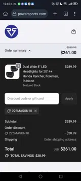 225MASON10 coupon verification screenshot