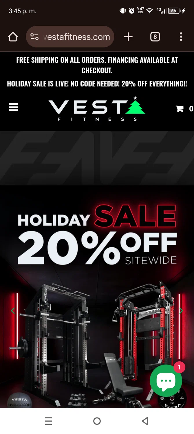 Vesta Fitness discount code screenshot showing code NEEDED applied at Vesta Fitness checkout page. Uploaded by SimplyCodes community member FrugalPioneer4965 on Dec 26, 2025