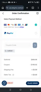 CARE08 coupon verification screenshot