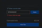 Veteran Grown coupon verification screenshot