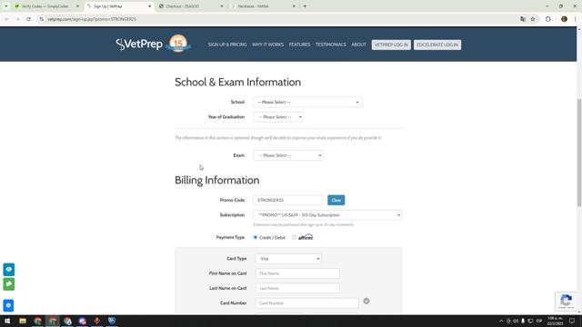 VetPrep checkout page showing VetPrep promo code box | Screenshot taken by SimplyCodes community member on Feb 22, 2025