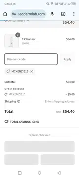 Mckenzie15 coupon verification screenshot
