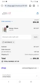VeyesBeauty coupon verification screenshot