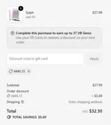 VeyesBeauty coupon verification screenshot