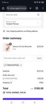 FREESHIPPING coupon verification screenshot