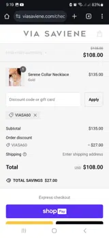 VIASA60 coupon verification screenshot