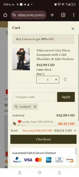 Lucky15 coupon verification screenshot