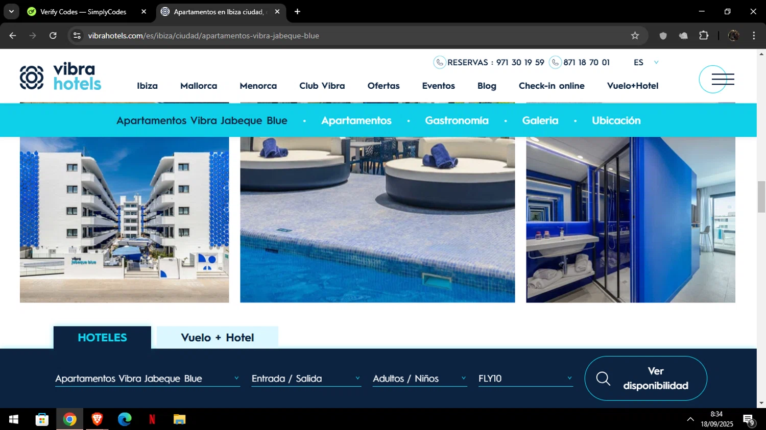 Vibra Hotels checkout page showing Vibra Hotels promo code box | Screenshot taken by SimplyCodes community member on Sep 18, 2025