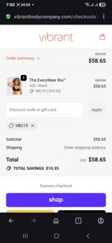 Vbc15 coupon verification screenshot