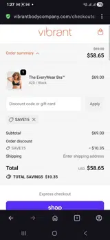 Save15 coupon verification screenshot