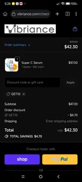 GET10 coupon verification screenshot