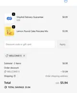 WELCOME15 coupon verification screenshot