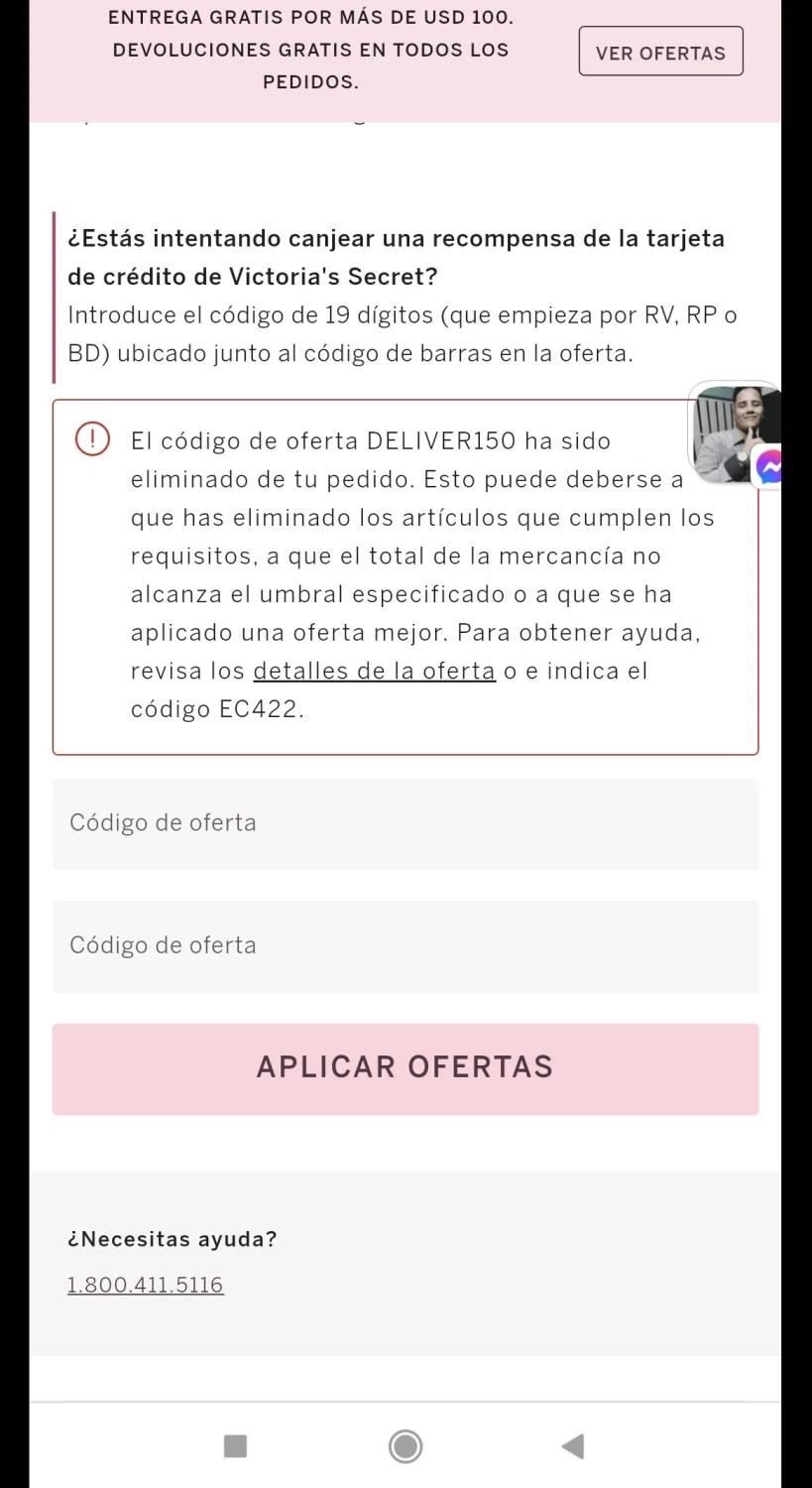 codigo de oferta para victoria secret