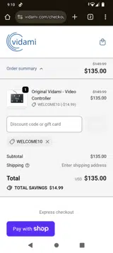 WELCOME10 coupon verification screenshot