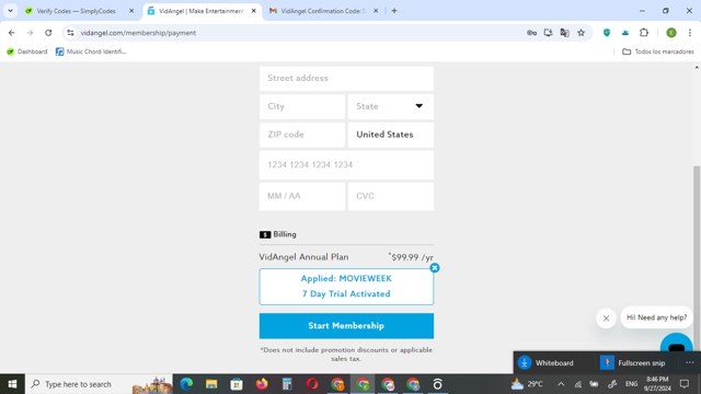 VidAngel checkout page showing VidAngel promo code box | Screenshot taken by SimplyCodes community member on Sep 28, 2024