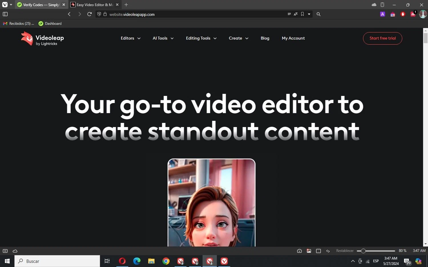 Videoleap checkout page showing Videoleap promo code box | Screenshot taken by SimplyCodes community member on May 27, 2024