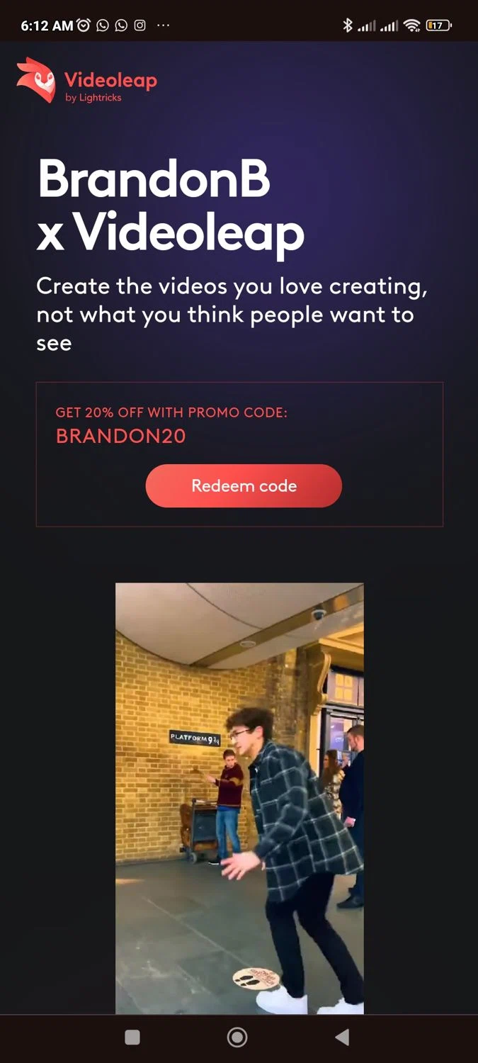 Videoleap checkout page showing Videoleap promo code box | Screenshot taken by SimplyCodes community member on Jan 25, 2024